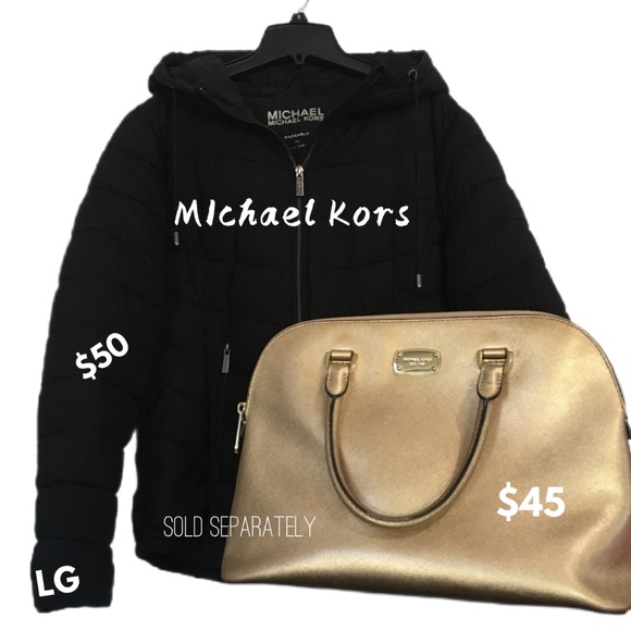 Michael Kors Black Jacket & Michael Kors Golden sparkling Handbag - Picture 1 of 1